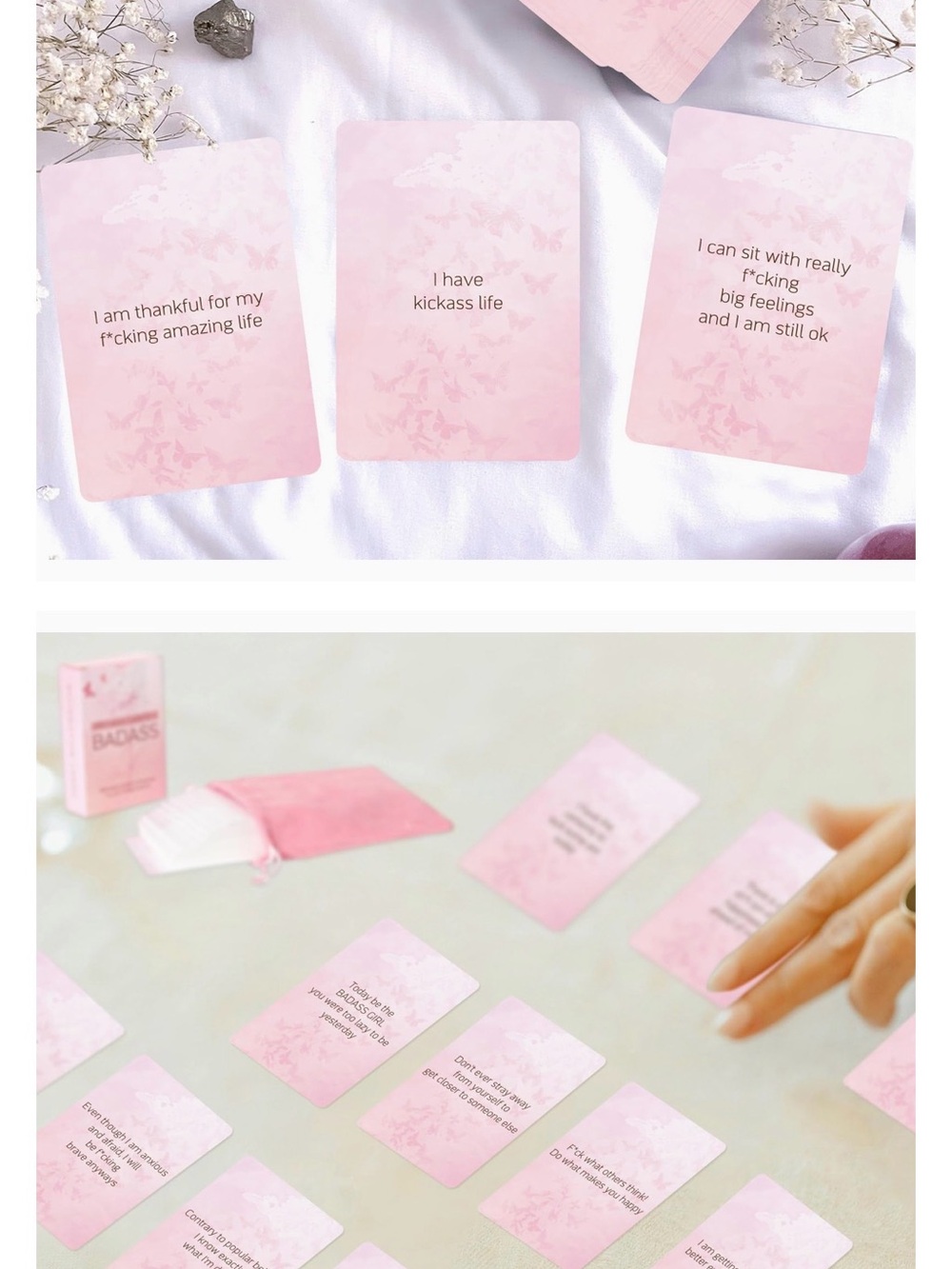 Pink Inspirational Affirmation Card Deck for Women